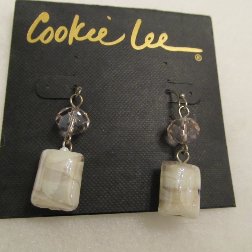 Cookie Lee Glass bead and crystal earrings NWT
